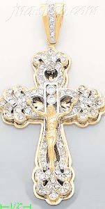 14K Gold Crucifix Multi CZ Cross Charm Pendant