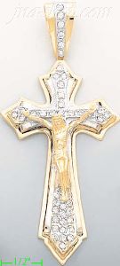 14K Gold Crucifix Multi CZ Cross Charm Pendant