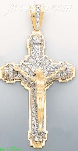 14K Gold Crucifix Multi CZ Cross Charm Pendant