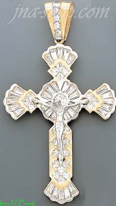 14K Gold Crucifix Multi CZ Cross Charm Pendant