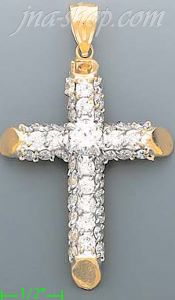 14K Gold CZ Cross Charm Pendant