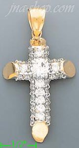 14K Gold CZ Cross Charm Pendant