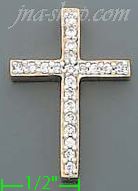 14K Gold CZ Cross Charm Pendant