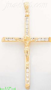 14K Gold Crucifix CZ Cross Charm Pendant