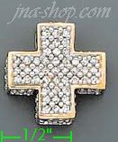 14K Gold CZ Cross Charm Pendant