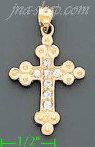 14K Gold CZ Cross Charm Pendant