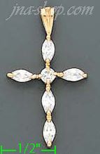 14K Gold CZ Cross Charm Pendant