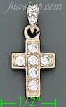 14K Gold CZ Cross Charm Pendant