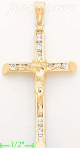 14K Gold Crucifix CZ Cross Charm Pendant