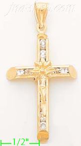 14K Gold Crucifix CZ Cross Charm Pendant