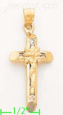 14K Gold Crucifix CZ Cross Charm Pendant