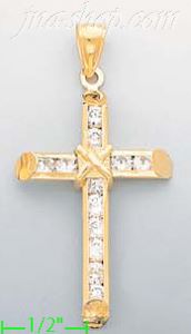 14K Gold CZ Cross Charm Pendant