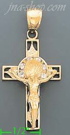 14K Gold Cross Crucifix Motion CZ Charm Pendant