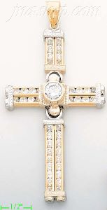 14K Gold Cross Motion CZ Charm Pendant