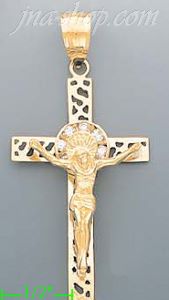 14K Gold Cross Crucifix Motion CZ Charm Pendant