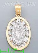 14K Gold Virgin of Guadalupe CZ Charm Pendant