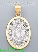 14K Gold Virgin of Guadalupe CZ Charm Pendant