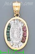 14K Gold Virgin of Guadalupe CZ Charm Pendant