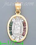 14K Gold Virgin of Guadalupe CZ Charm Pendant