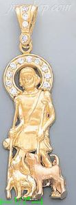 14K Gold Saint Lazarus CZ Charm Pendant