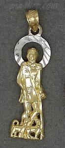 14K Gold 2Tone Saint Lazarus San Lazaro Charm Pendant