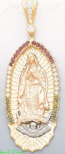 14K Gold Virgin of Guadalupe CZ Charm Pendant