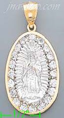 14K Gold Virgin of Guadalupe CZ Charm Pendant