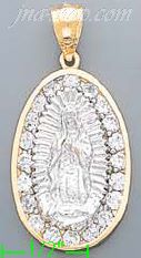 14K Gold Virgin of Guadalupe CZ Charm Pendant