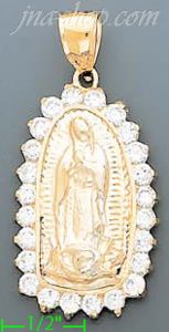 14K Gold Virgin of Guadalupe CZ Charm Pendant