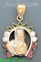 14K Gold Virgin Mary CZ Charm Pendant