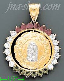 14K Gold Virgin of Guadalupe CZ Charm Pendant