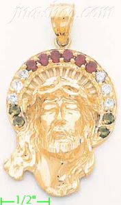 14K Gold Jesus Christ CZ Charm Pendant