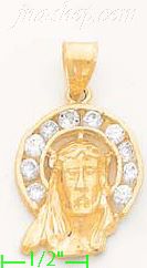 14K Gold Jesus Christ CZ Charm Pendant