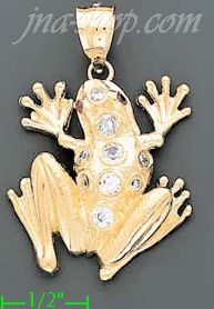 14K Gold Frog CZ Charm Pendant