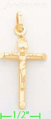 14K Gold Tubular Cross Crucifix Charm Pendant