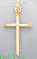 14K Gold Tubular Cross Charm Pendant