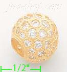 14K Gold Round Ball Slider CZ Charm Pendant