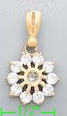 14K Gold Flower CZ Charm Pendant