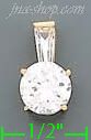 14K Gold Solitaire CZ Charm Pendant