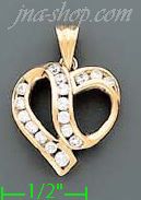 14K Gold Twisted Open Heart CZ Charm Pendant