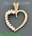 14K Gold Open Heart CZ Charm Pendant