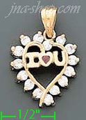 14K Gold I Love 'Heart' U CZ Charm Pendant