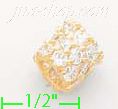 14K Gold Cylinder Slider CZ Charm Pendant