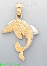 14K Gold Dolphin Charm Pendant