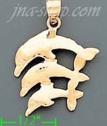 14K Gold Dolphin Charm Pendant