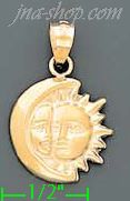 14K Gold Sun & Moon Charm Pendant