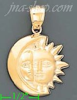 14K Gold Sun & Moon Charm Pendant