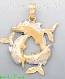 14K Gold Dolphin Charm Pendant