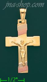 14K Gold Crucifix Fancy Cross Charm Pendant