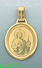 14K Gold Saint Jude Italian Picture Charm Pendant